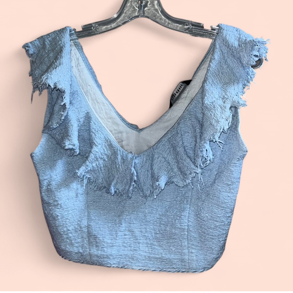 Zara Cropped Top with Ruffled Neckline
